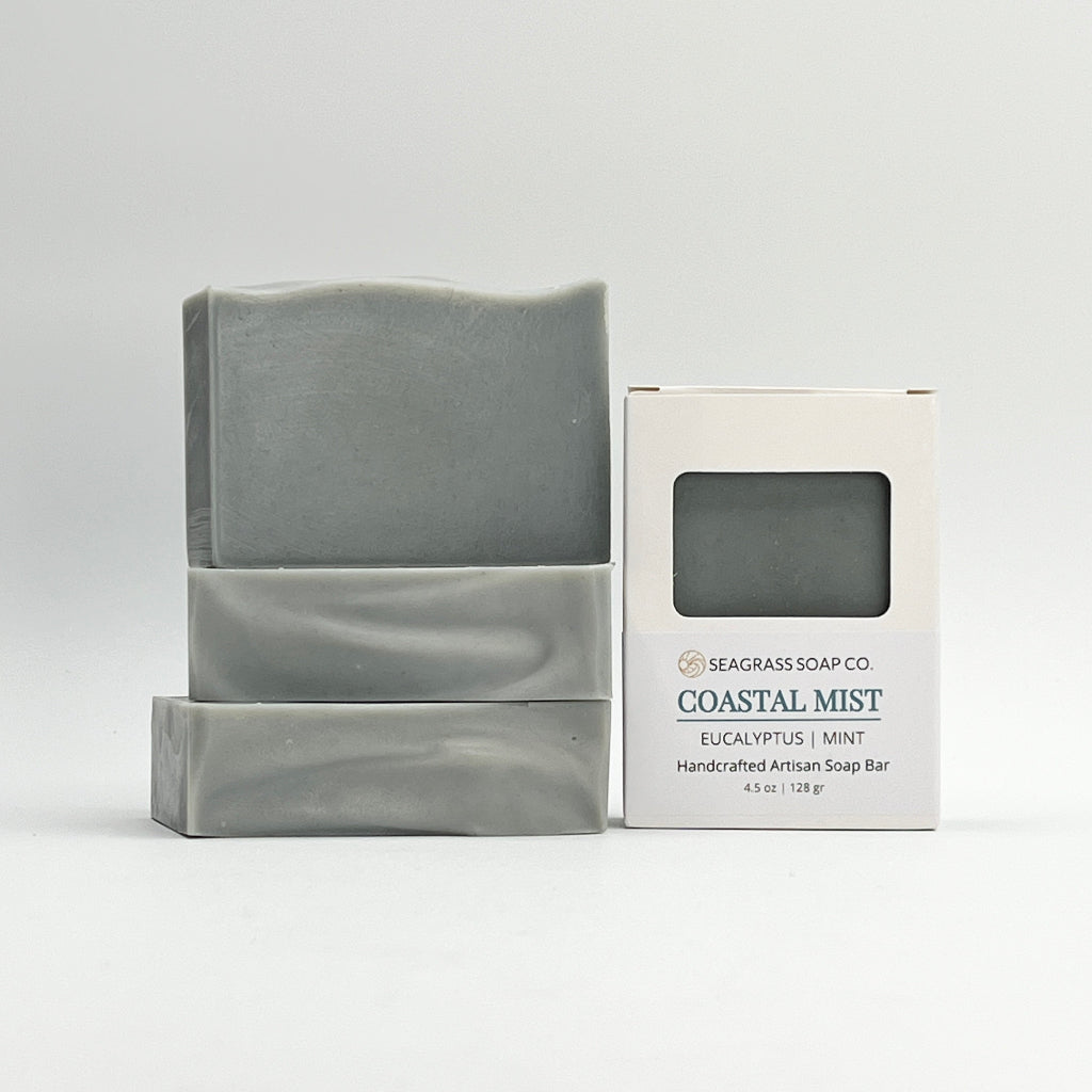 Coastal Mist soap bar and packaging