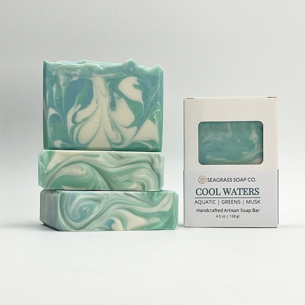 Cool Waters soap bar and packaging