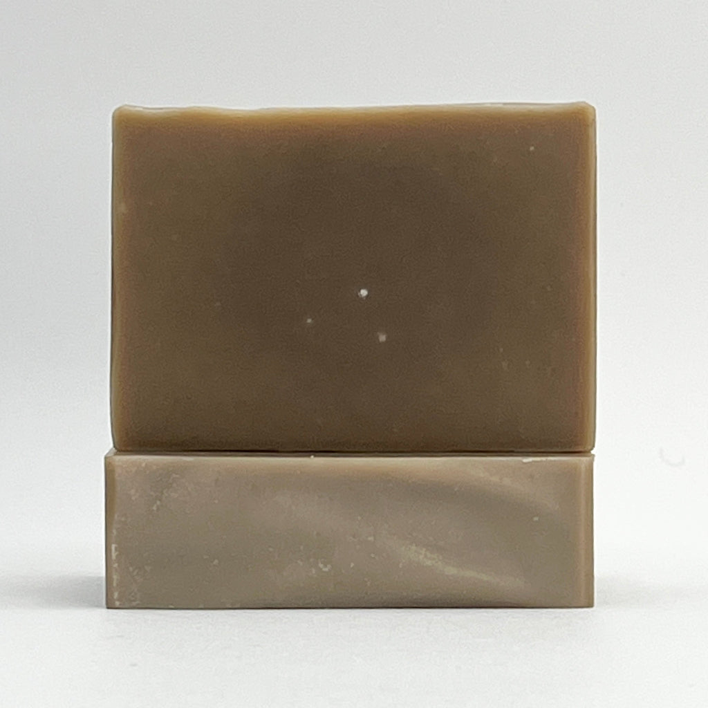 Seagrass Soap Co's Sea Clay ocean water soap bar with aloe and rosemary, mint and lavender essential oils in a natural shade on a white background.