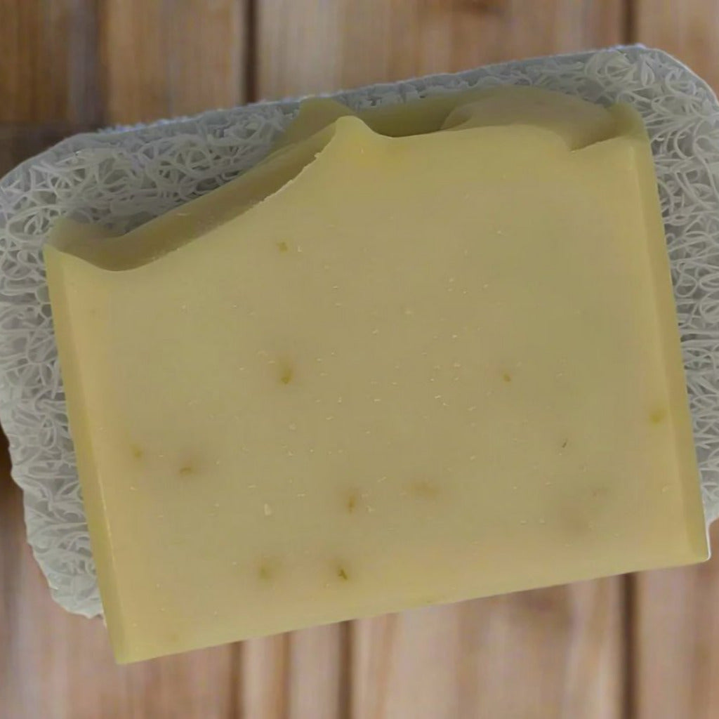 A soap saver pad with a bar of soap comparison