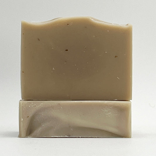 Seagrass Soap Co's all natural Ocean and Kelp soap bar colored with sea clay on a white background.