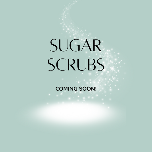 A notice that our sugar scrubs will be arriving soon