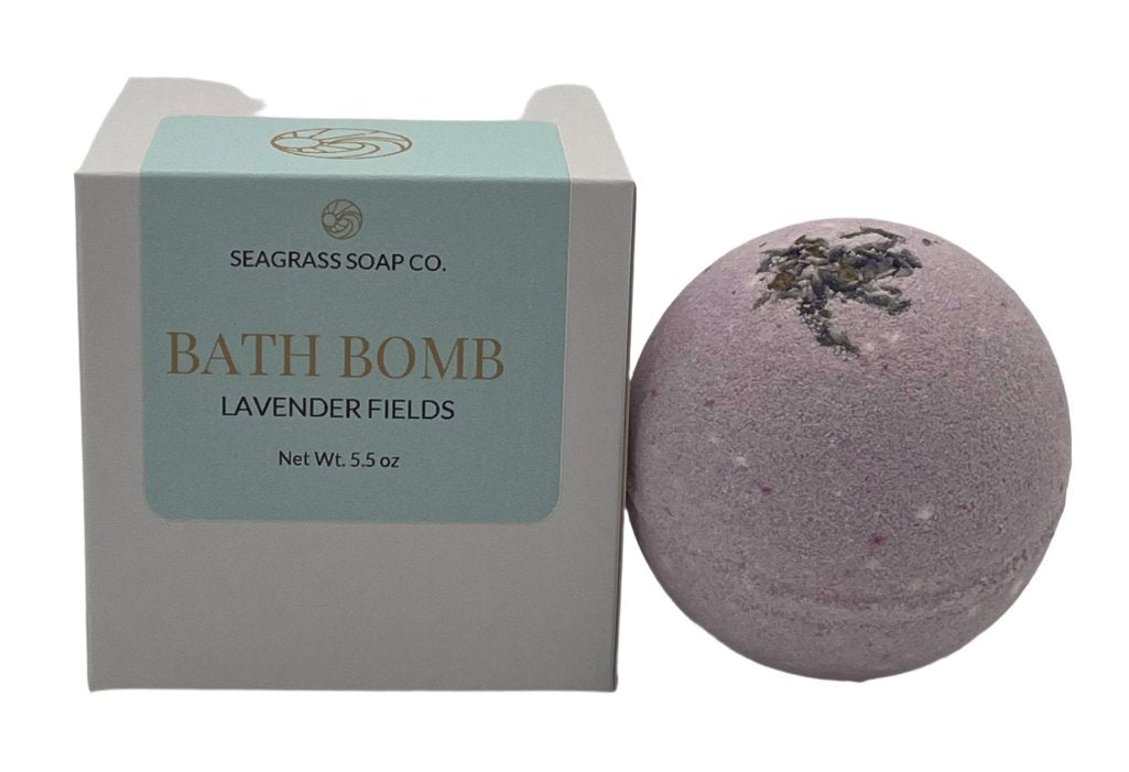 Lavender bath bomb 5.5 oz light purple with lavender bud