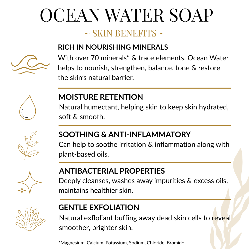 Skin benefits of using ocean water soap by Seagrass Soap Co