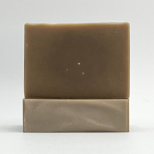 Seagrass Soap Co's Sea Clay ocean water soap bar with aloe and rosemary, mint and lavender essential oils in a natural shade on a white background.
